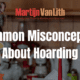 graphic with hoarding background and text "6 misconceptions about hoarding"